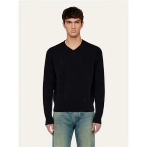 Tasso Elba 100% Cashmere Sweater Black V-Neck Long Sleeve Pullover Size Medium